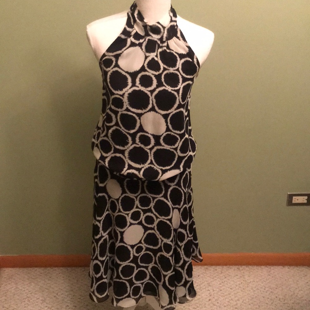 Club Monaco: black & white halter dress
